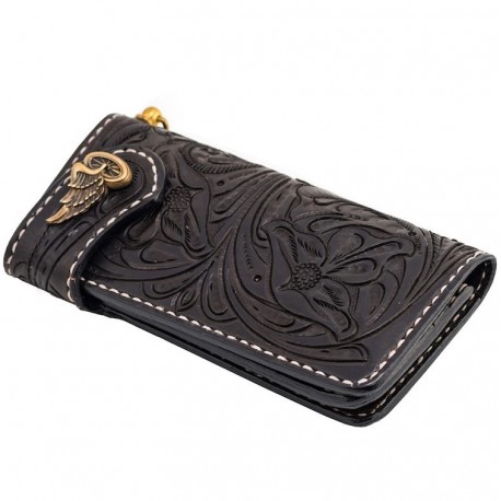 CARTERA 70S LONG ENGRAVED NEGRA