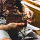 CARTERA 70S Brown Engraved Small FLOWER