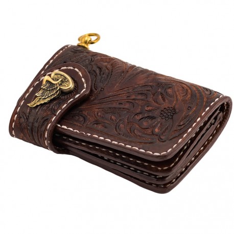 70S WALLET SHORTY ENGRAVED BROWN