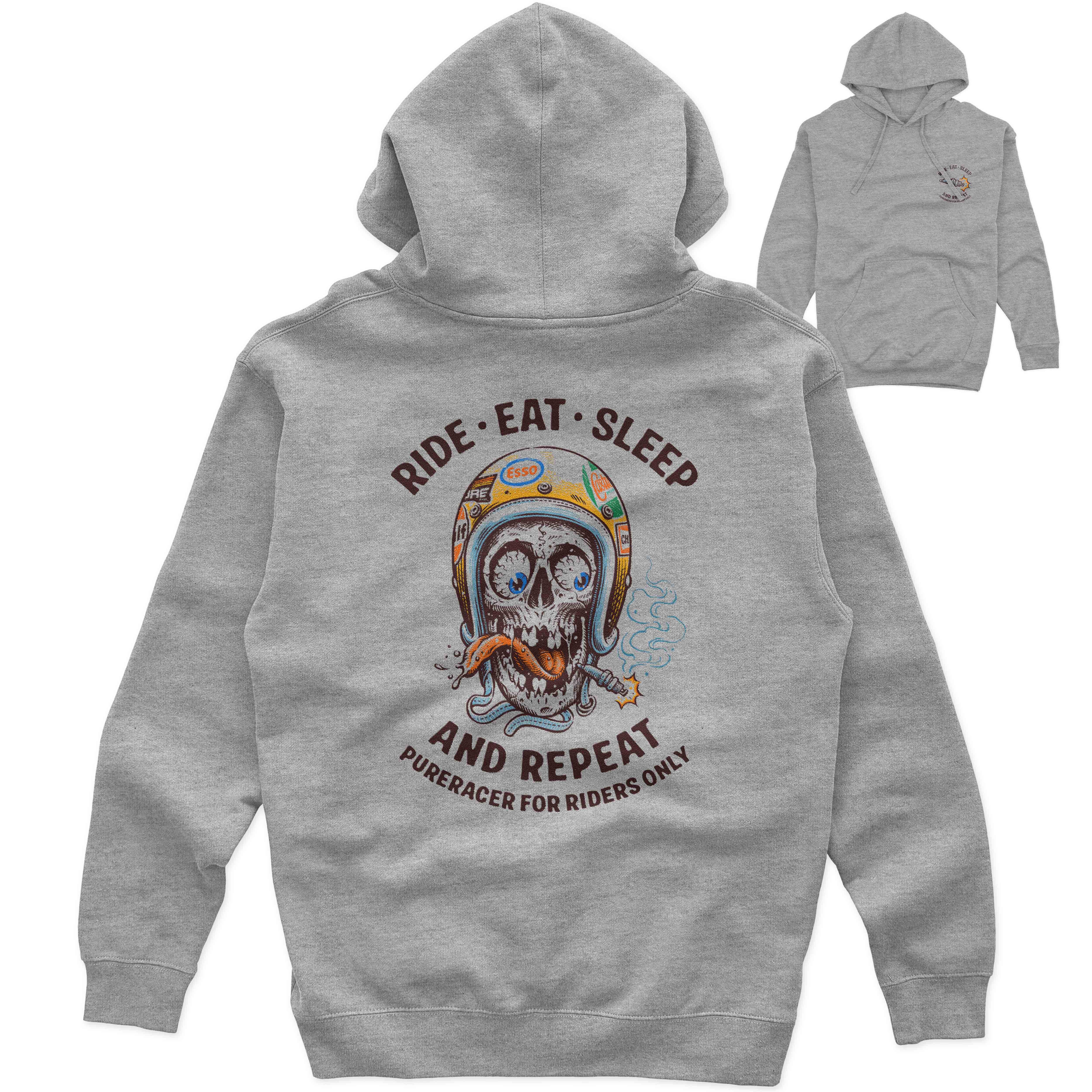 PURERACER RIDE-EAT-SLEEP HEATHER GREY HOODIE - PURERACER S.L