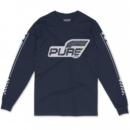 CAMISETA PURERACER MANGA LARGA STAMP LOGO BLUE NAVY