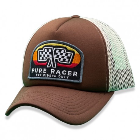 GORRA PURERACER CHECKERED FLAG BROWN KHAKI