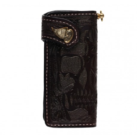 CARTERA 70S Long HEX Wallet Engraved Black