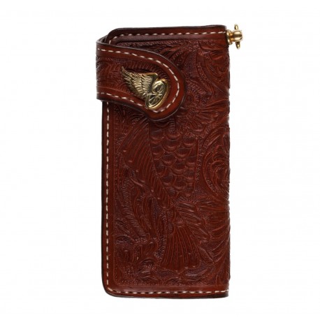 CARTERA 70S Wallet CARPA Long Engraved BROWN