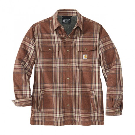 Carhartt Sherpa lined flannel plaid shirt burnt sienna