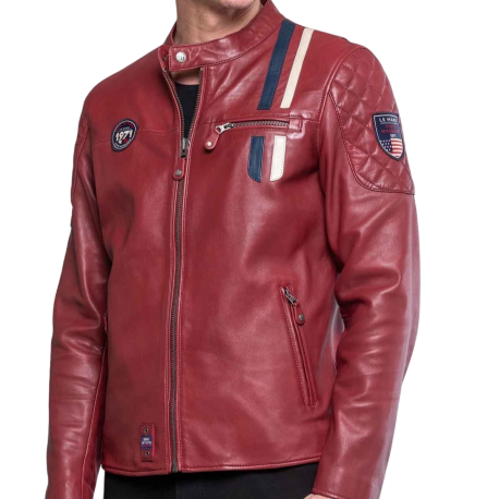 CLASSIC LEGEND MOTORS STEVE MCQUEEN LENNY 3 DARK RED JACKET